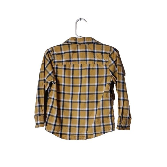 Oshkosh Top Boys 2T Plaid Button Up Long Sleeve Pocket Fall Harvest - Picture 2 of 13